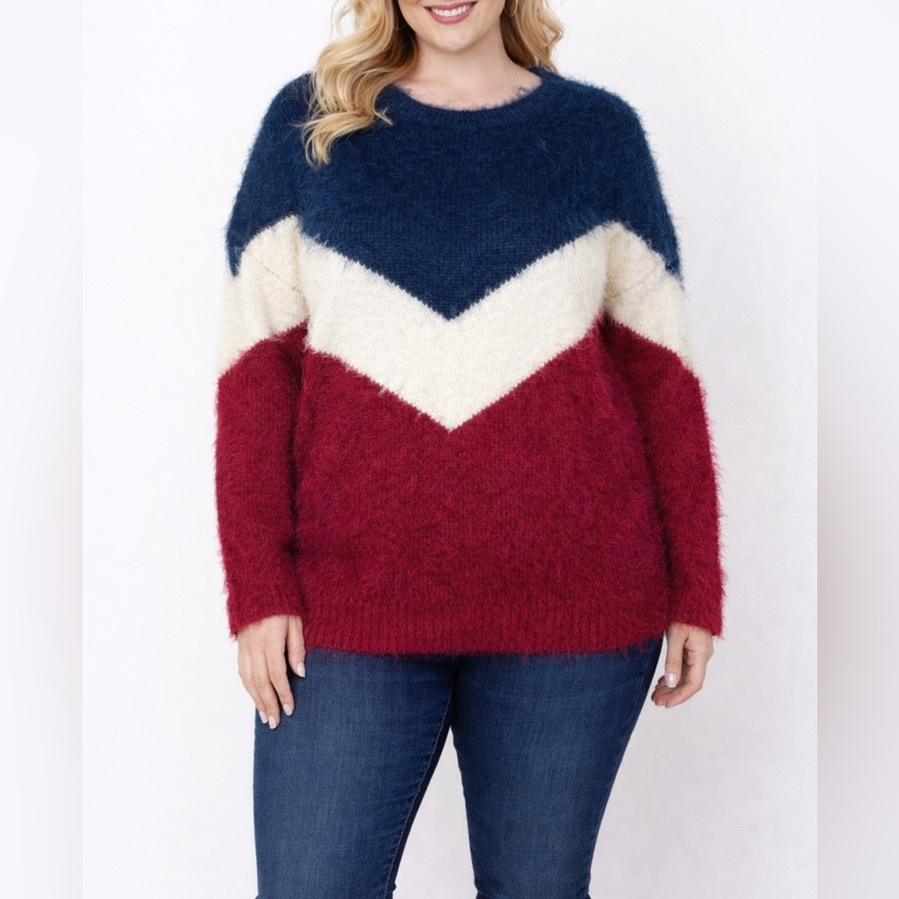 NEW‎ Ashley Stewart Sweater, Red White & Blue, 1X